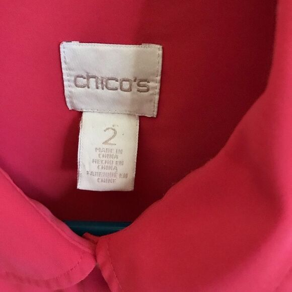 Chicos size 3 = XL Red button down top blouse laces on sides long sleeve - Picture 3 of 4